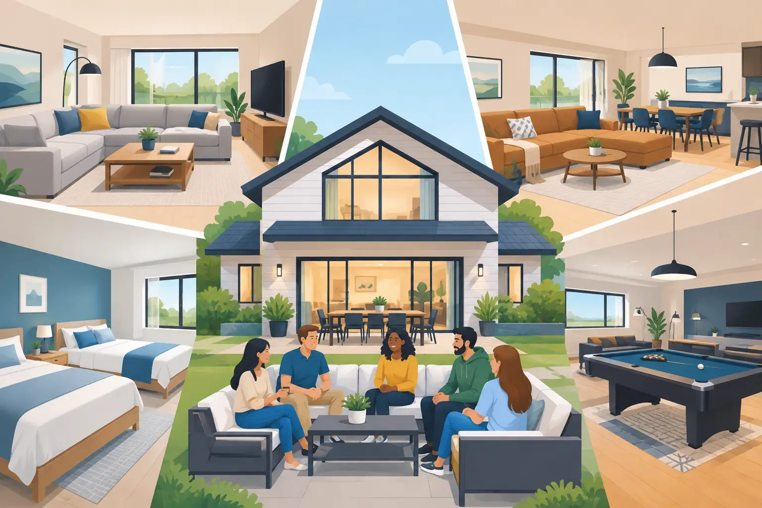 House Rental With Multiple Living Areas for Groups